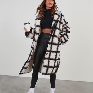 Plaid Sherpa Oversized Coat